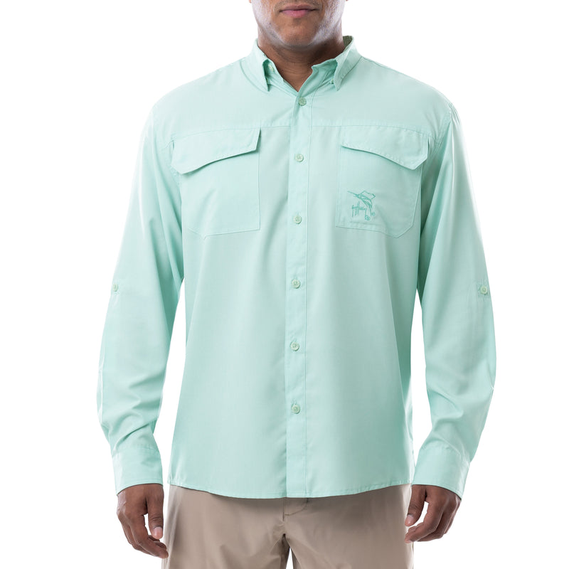 HEATHER TEXTURE LS HEATHER FISHING SHIRT